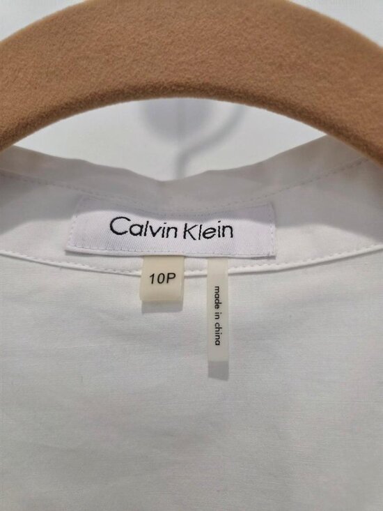 Calvin Klein New White Stretch Button Down Shirt with Back Detail Stitching 10P - Picture 4 of 6